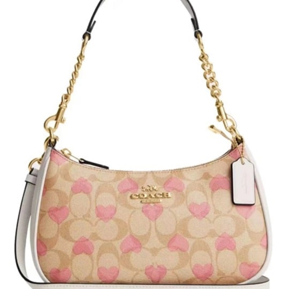 Coach Teri Shoulder Bag Signature Canvas With Heart Print Valentine’s Collection